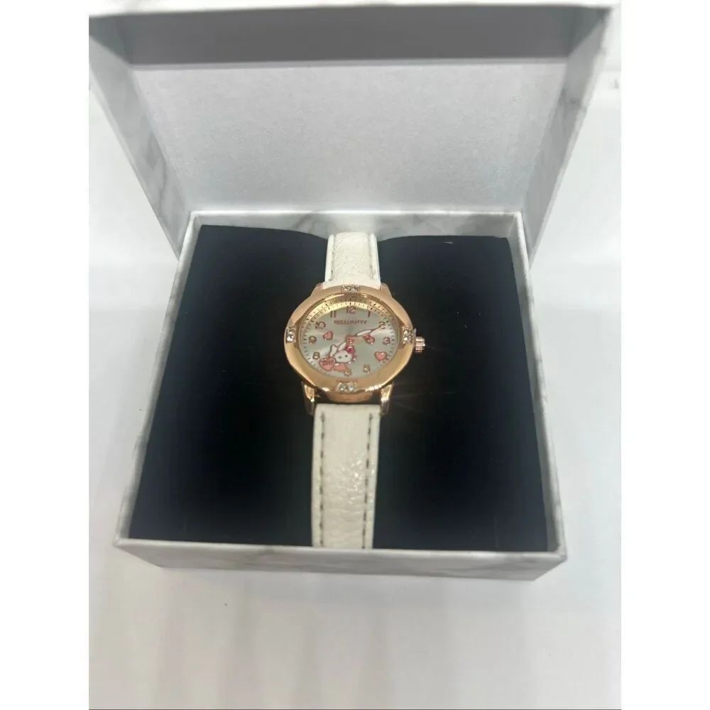 Hello Kitty Pink Watch Rose Gold Tone Crystal Bezel w/ Box NEW